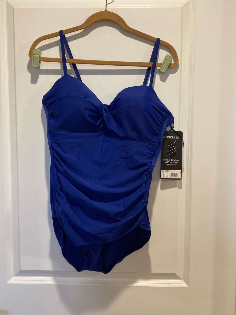 Miracle suit Women's Blue One-Piece Swimsuit. Size 14 with removable straps NWT - Picture 2 of 6